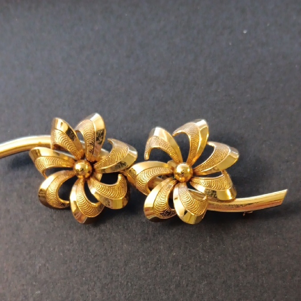 Vintage Gold Floral Brooch From 60s/70s